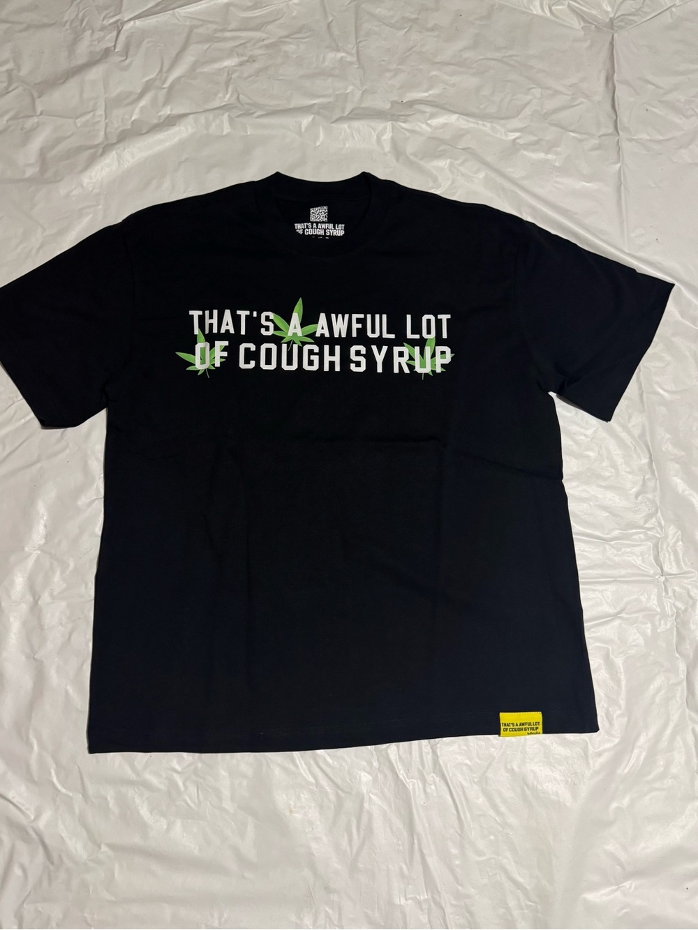 Black Graphic Short-Sleeve Tee with White & Green Print